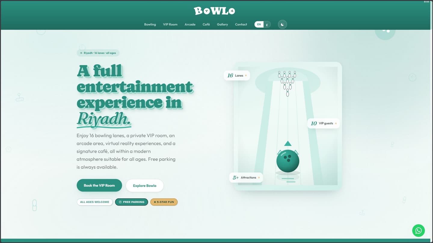 Bowlo — Bowling & Arcade Entertainment Platform — Homepage