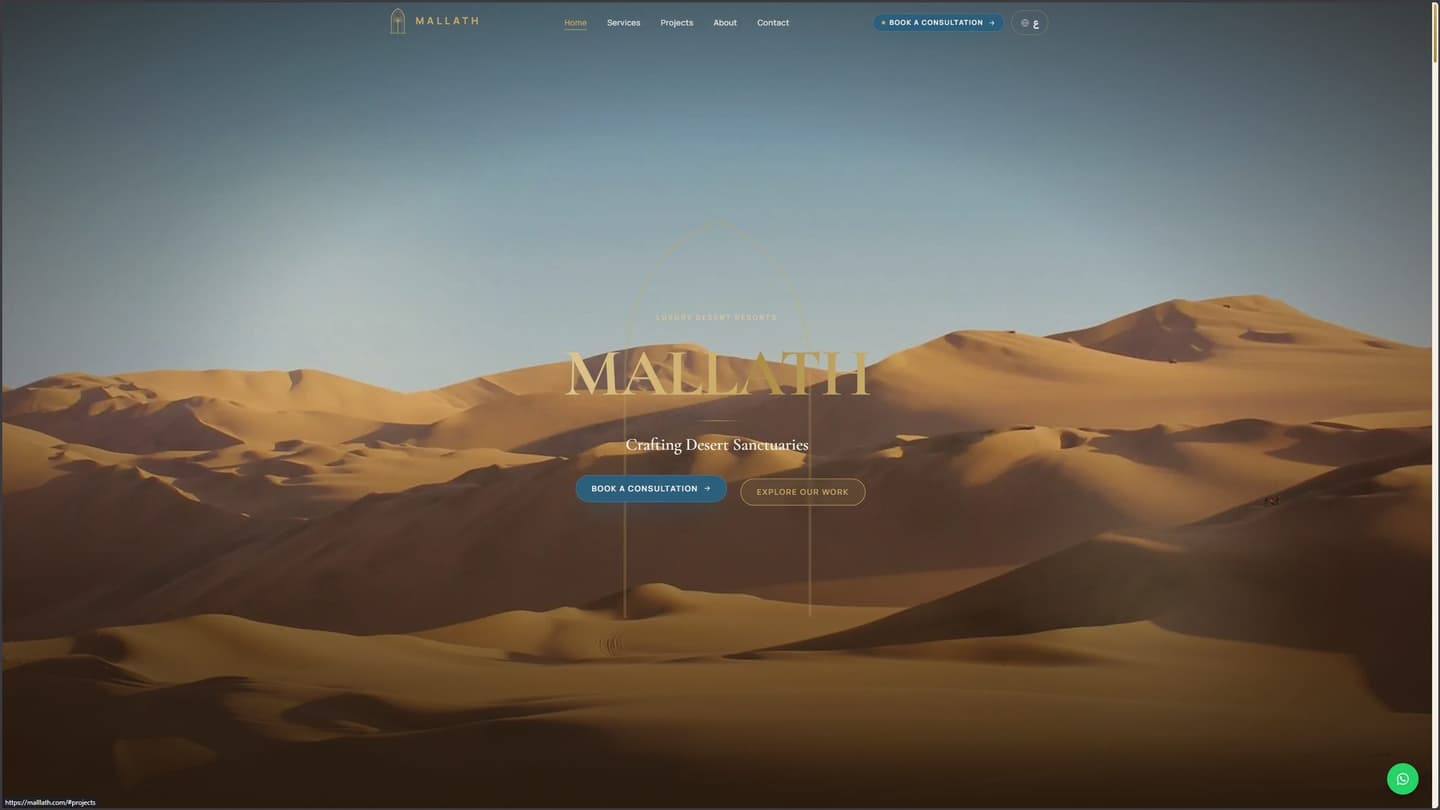 Mallath — Luxury Desert Resorts — Homepage — desert hero