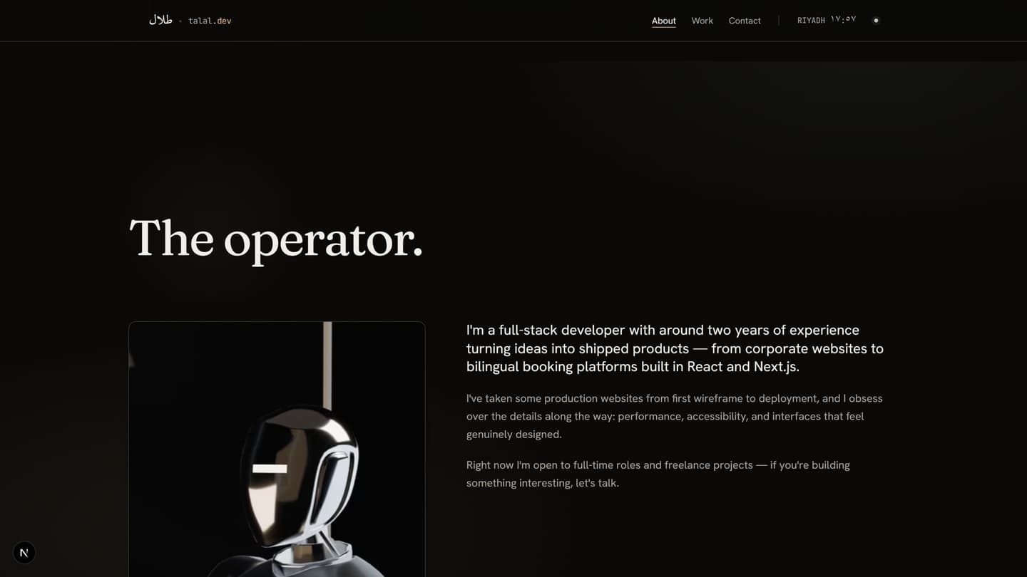 This Portfolio — About — the operator